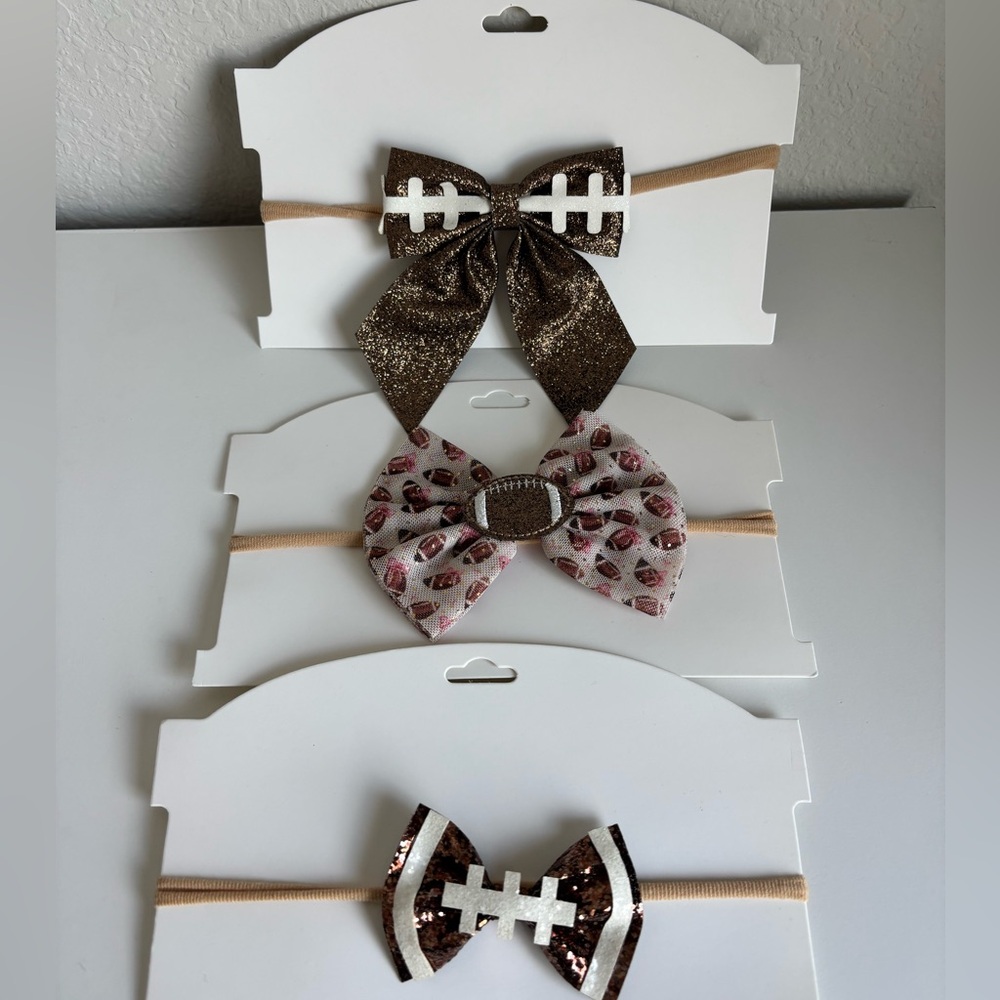 Girls Toddler Football Bow‎ Headband Bundle